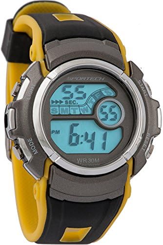 Children's Watches by Sportech - Black And Yellow Water Resistant Digital Watch - Make Every Second Count - SP10106