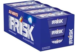 Frisk Peppermint Caramelle al Gusto Menta, Senza Zucchero e Senza Glutine, Confezione da 12 Astucci in Metallo