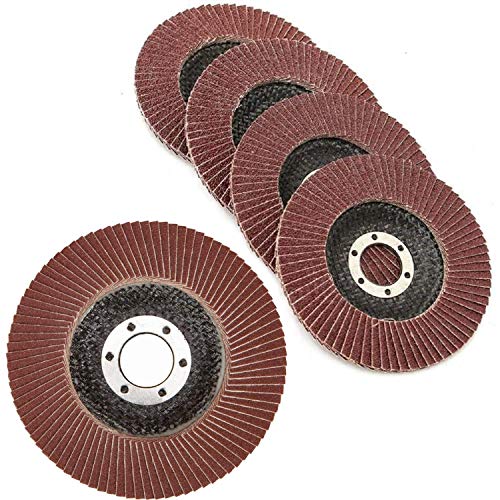 Katzco Grinding Wheels - Flap Grinding Wheels for Angle Grinder - 5 Piece Ideal Grinding, Polishing, Rust Removing Size 4 1/2 X 7/8 Inch Aluminum Oxide - 80 Grit
