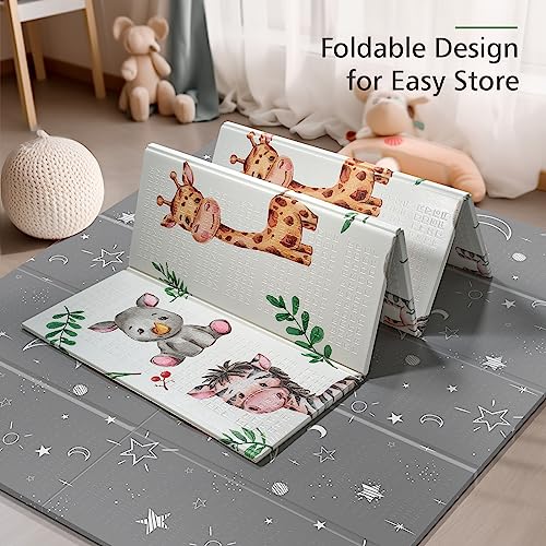 NOONKTY Baby Play Mat, 79" X 71" Extra Large Foldable Play Mat for Both