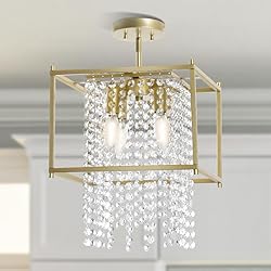 YITAHOME Gold Crystal Square Chandeliers, Modern