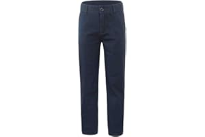 Bienzoe Girls School Uniform Pants: Adjustable Waist Cotton Stretch Regular Size Flat Front Kids Slacks