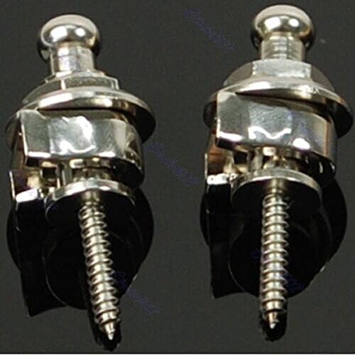 2PCS Silver Head Chrome Belt Button Straplocks For Electric Guitar Bass