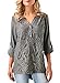 Famulily Women's Loose V-Neck Cuffed Sleeve Lace Panel Casual Tops Blouses Shirt(Grey,X-Large)