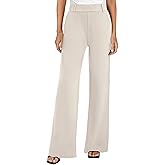 FireSwan Women's Wide Leg Dress Pants High Waisted Stretchy Work Trousers Business Casual Office Pull on Slacks with Pockets