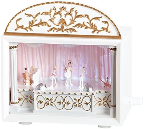 Ballet Collection Roman Exclusive Ballet Theater Lighted Action Musical Box Plays Tchaikovsky Tune Sleeping Beauty, 6.25-Inch