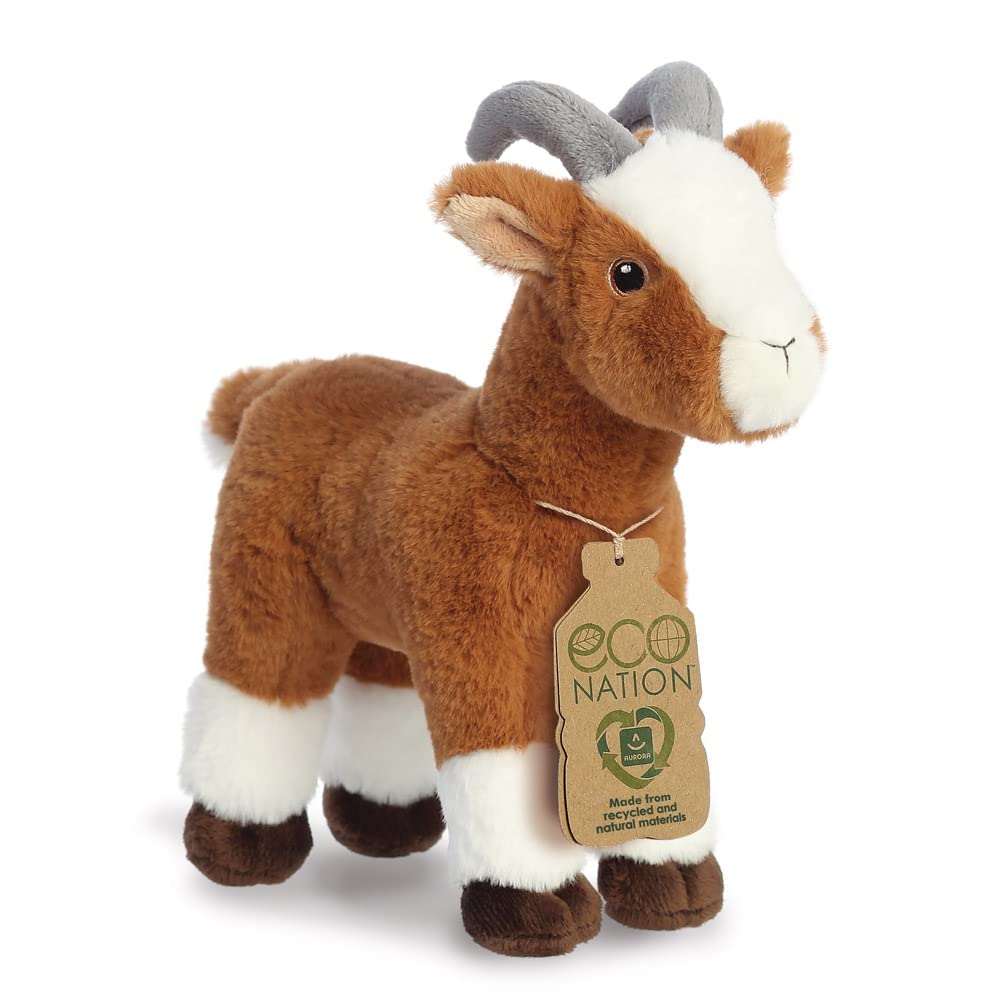Aurora, 35052 Eco Nation Goat, 10.5In, Recycled Soft Toy, Brown, 26cm
