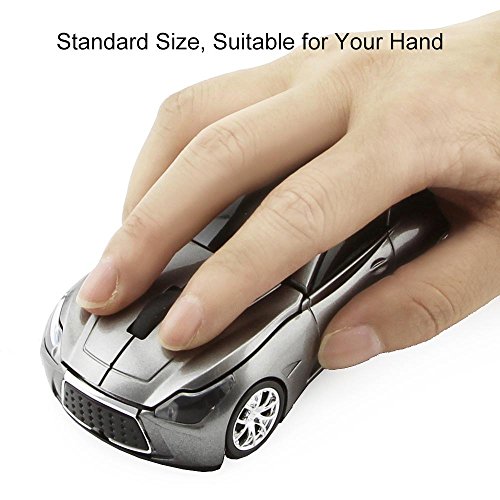CHUYI Wireless Sport Car Mouse Optical Mouse Mice Ergonomic Design for Computer Laptop Gray Christmas Gift - Thumbnail 5