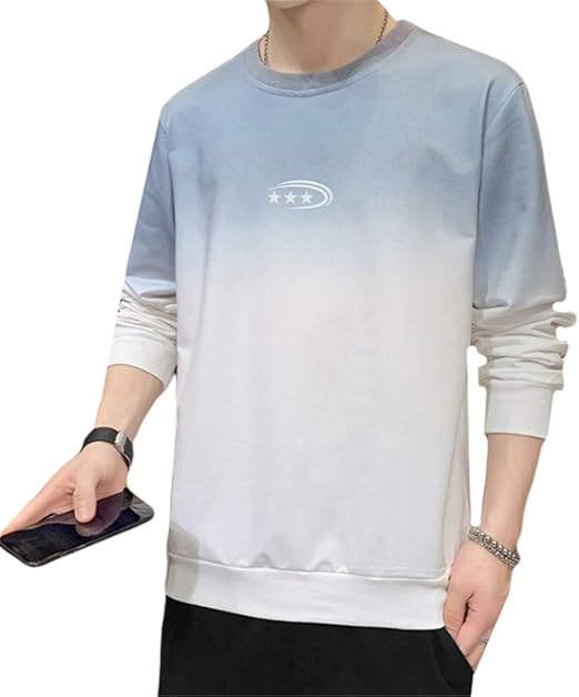 Amazon Yojap トレーナー パーカー メンズ 長袖 薄手 秋服 柔らかい 街着 グラデーション クールネック スウェット プルオーバー ゆったり 春夏秋冬に適応 大きいサイズ ファション 人気 おしゃれ トレーナー パーカー 通販