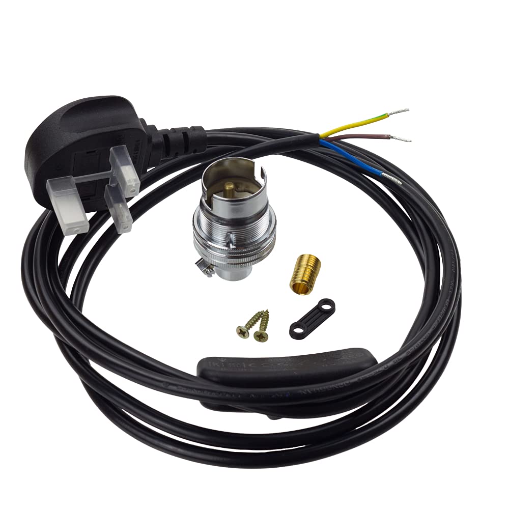 Wooden Base Lamp Kit 8 with Chrome Un-Switched Lampholder KIT8C