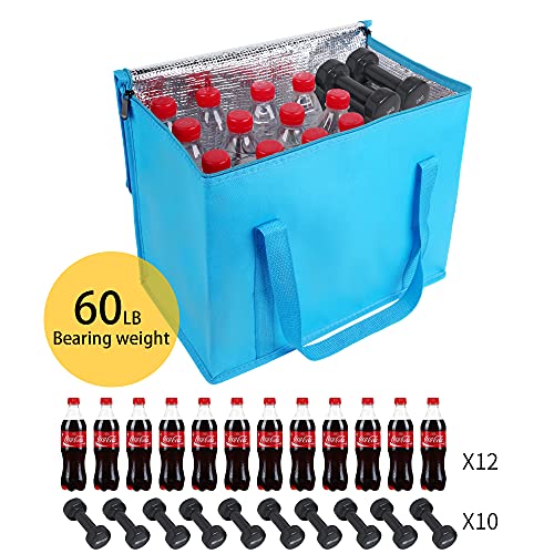 2Pack extra Insulated Grocery shopping bag, large Blue, reusable bags