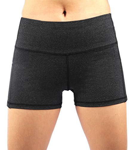 Picotee Women's High Waist Capri Workout Yoga Pants Running Tights Active Leggings w Side Pocket (M, Grey Shorts)
