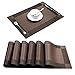 U'Artlines Placemat, Crossweave Woven Vinyl Placemat Washable Table Mats Brown