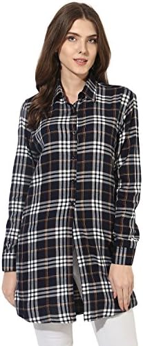 One Femme Women's Checkered Side Slit Tunic