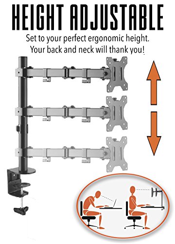 Stand Steady Monitor Arm | Height Adjustable with Full Articulation | VESA Mount Fits Most LCD / LED Monitors 13 - 32 Inches | Includes Clamp and Grommet (1 Monitor)