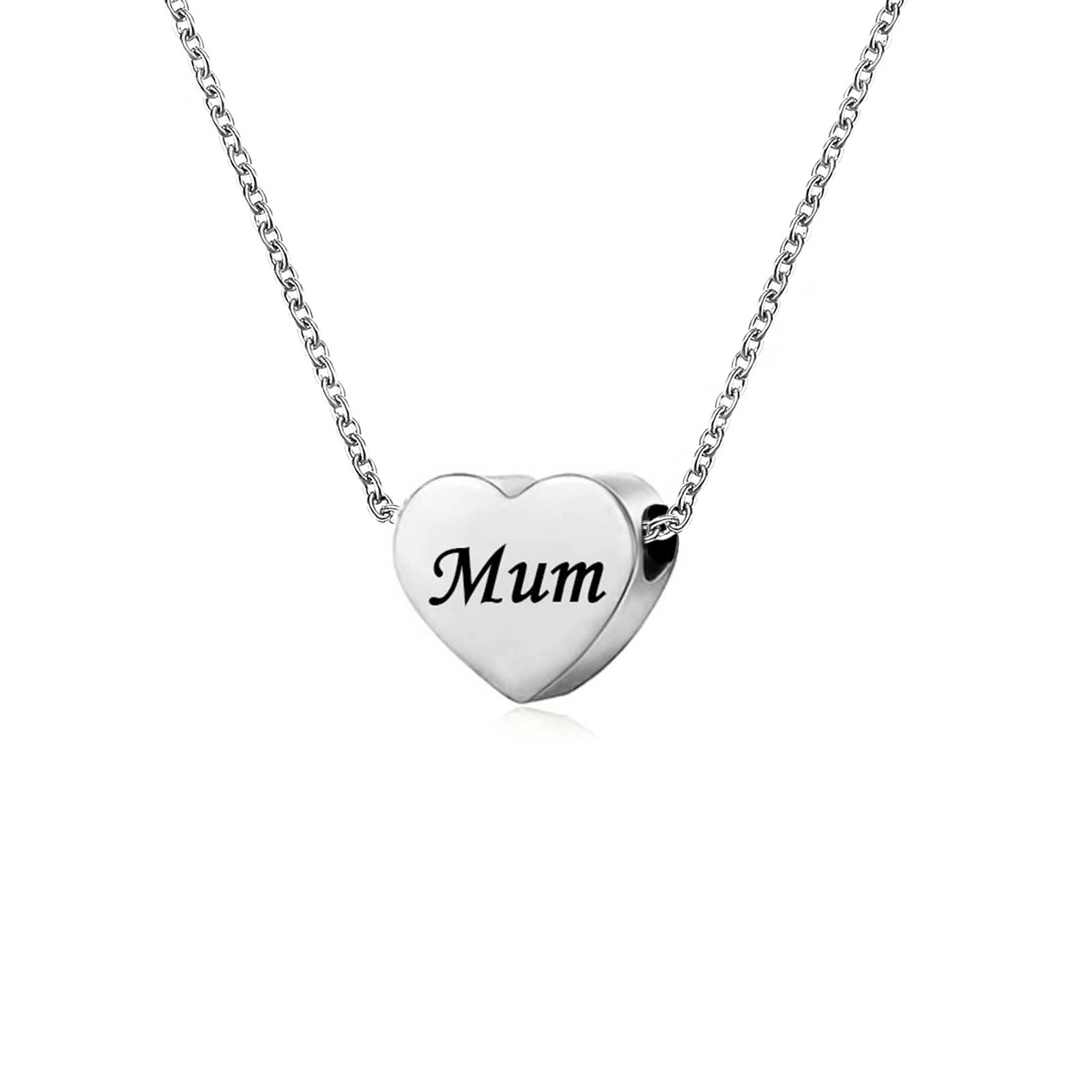 KunBead Jewelry Small Heart Mum Charm Mothers Day Pendant Necklace from Daughter Son