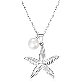 Starfish and Fresh Water Pearl Necklace for Women,Ocean Theme Fashion Jewelry