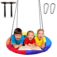 YEEGO DIRECT Giant 40" Flying Saucer Tree Swing Set 900D Oxford Waterproof Frame Bonus Adjustable Hanging Ropes Easy Install, Steel Frame, Accessories Included, 2 Years Warranty(Rainbow)