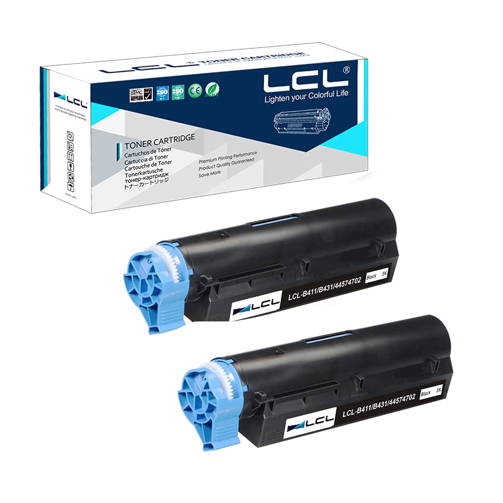 LCL Compatible Toner Cartridge B411 B431 44574702 3000Pages (2Black) Replacement for OKI B411 B411D B411DN B431D B431DN Plus MB491 Plus MB461 MB471 MB471W