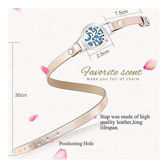 Essential-Oil-Diffuser-Bracelet-Aromatherapy-Bracelet-Jewelry-Stainless-Steel-Locket-Leather-Band-with-8pcs-Washable-Refill-Pads-Birthday-Gifts-for-WomenGirlfriend-MotherSisterAunt Essential-Oil-Diffuser-Bracelet-Aromatherapy-Bracelet-Jewelry-Stainless-Steel-Locket-Leather-Band-with-8pcs-Washable-Refill-Pads-Birthday-Gifts-for-WomenGirlfriend-MotherSisterAunt