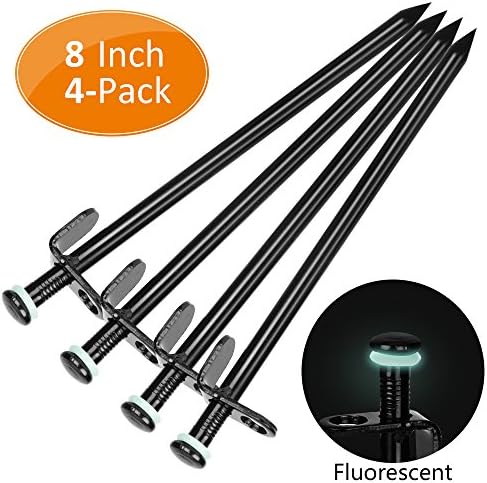 Aphro Tent Stakes, Heavy Duty Tent Pegs 8 Inch/12 Inch Camping Stakes with Hook Suitable for Hard Ground/Snowfield and Grassland (Black)
