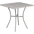 Flash Furniture Oia Commercial Grade 28" Square Light Gray Indoor-Outdoor Steel Patio Table