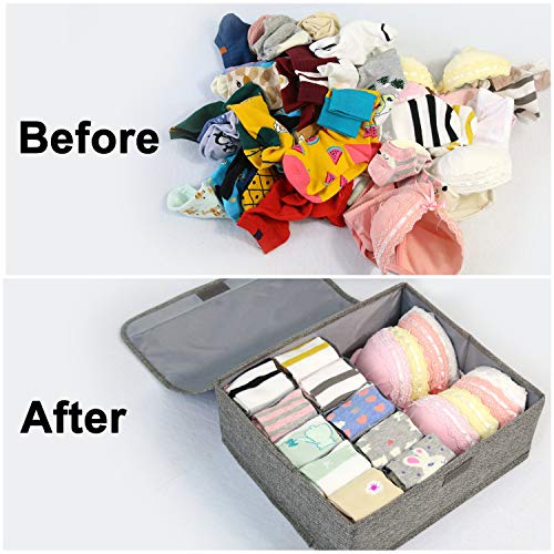 LEEFE-Drawer-Organizer-with-Lids-2-Pack-Foldable-Divider-Organizers-Closet-Underwear-Storage-Box-for-Sortin-Socks-Bra-Scarves-and-Lingerie-in-Wardrobe-or-Under-Bed-Breathable-Washable-Linen-Fabric