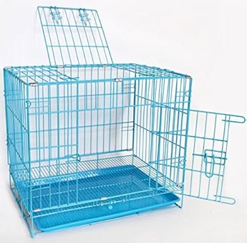 Ankit Dog Puppy Cage Folding 2 Door Crate With Non-Chew Metal Tray - 77X46X54 Cm - Blue