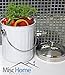 Indoor Kitchen Stainless Steel Compost Bin – White – 1.2 Gallon Container with Double Charcoal Filter for Odor Absorbing - Perfect Caddy for Any Counter Top - Non Stick Bucket for Easy Tossing