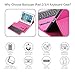 iPad 2 3 4 case with keyboard, Boriyuan Leather Smart Case Stand Folio Cover with Detachable Wireless Bluetooth Keyboard for Apple iPad 2nd 3rd 4th generation 9.7 inch (Rose Red)