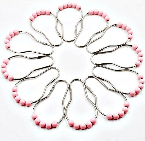 CA MUR At The Lake Shower Curtain Stainless Steel Shower Hooks for At The Lake Shower Curtain Set of 12 Rings Pink