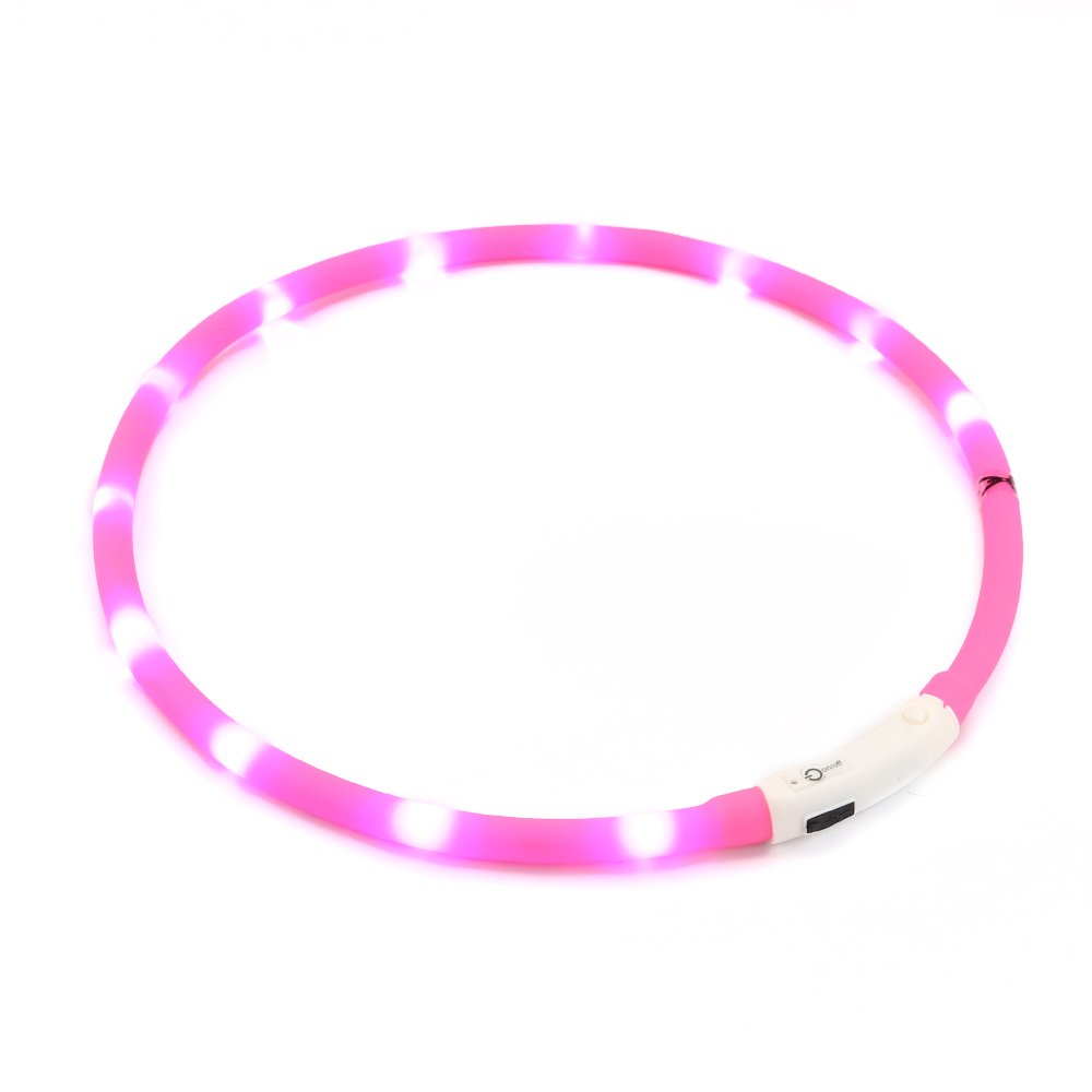 ZOGIN Collar de perro LED, collar de seguridad recargable USB para perro gato y otro animal doméstico, color rosa