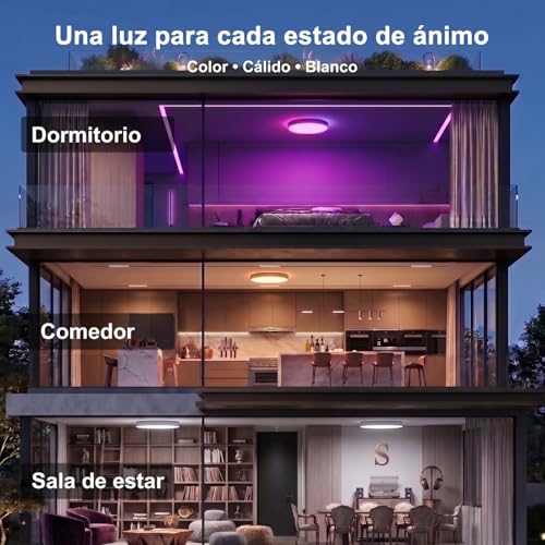 Yeelight Smart Lámpara de techo LED RGB Close-to--Ceiling Lights, 50 W, 3000 lúmenes, 2700 K-6500 K, lámpara regulable, DIY compatible con Alexa, para salón, dormitorio, cocina, pasillo, 50 cm