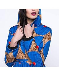 Vestido con capucha y cinturón para mujer, estilo vintage, diseño floral, cuello en V