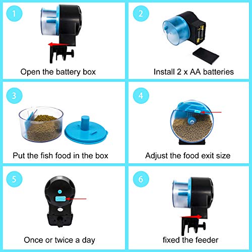 Togolo Automatic Fish Feeder Aquarium with 2 Fish Food Dispensers Tank Timer Feeder Vacation Auto Fish Feeder for Flakes Electric Automatic Turtle/Gold Fish for Weekend or Holiday