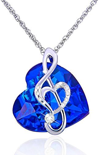 Blue Heart Pendant Necklace Platinum Plated Gifts For Women, Jewelry with a Luxury Gift Bag for Easy Gift Giving Womans Necklace Birthdays Gifts For Women Gifts For Girls