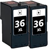 2 Pack 2inkjet© Remanufactured Lexmark 36XL (18C2170) Black Ink Cartridge For Z2420, X3650, X4650, X5650, X5650es, X6650, X6675 Printer (2 x Black)