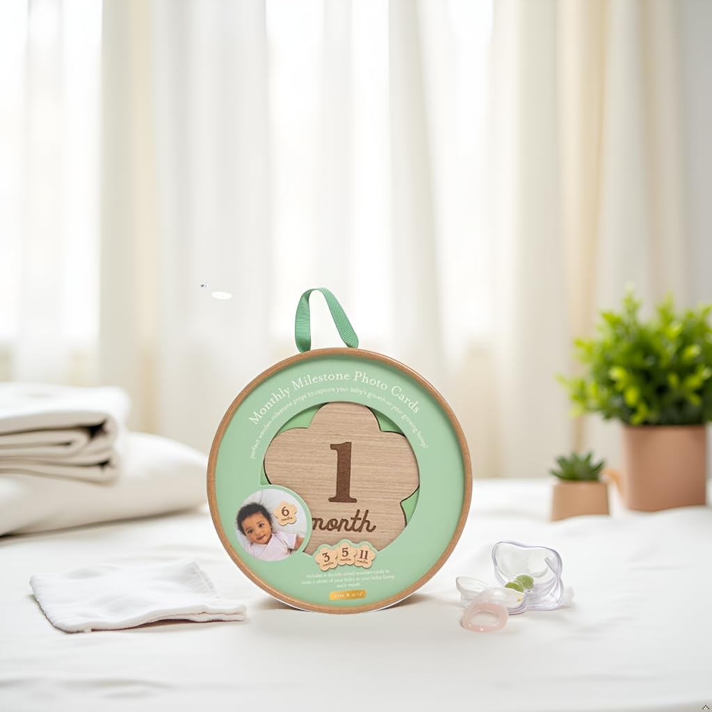 Kate & Milo Flower Milestone Props, Double-Sided Baby Announcement Discs, Baby Girl Announcement, Photo Prop for Monthly Pregnancy Journey and Baby Milestones, 1-12 Months
