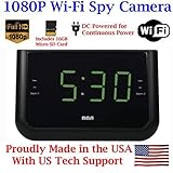 1080P HD WIFI AM/FM Alarm Clock Radio Spy Camera Wireless IP P2P Covert Hidden Nanny Camera Spy Gadget with Free Mobile App No Monthly Fee (16GB, WI-FI MODEL )