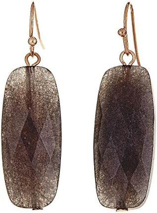 [Handmade Rectangular Natural Stone Earrings] Gray (5/6)
