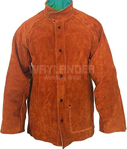 Waylander Premium Welding Jacket LARGE Cow Leather and Fire Retardant Cotton Back