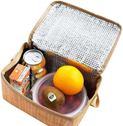 Lunch Bag,Toponly Imitation Rattan Picnic Container Portable Insulated Thermal Cooler Lunch Bag (Fashion Khaki)