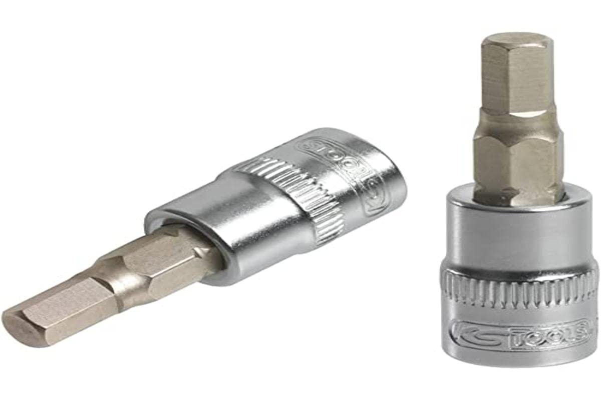 KS Tools 922.1460 Ultimate Hex Screwdriver Socket 1/4 Inch, L.37 mm - 2.5 mm, Satin Chrome
