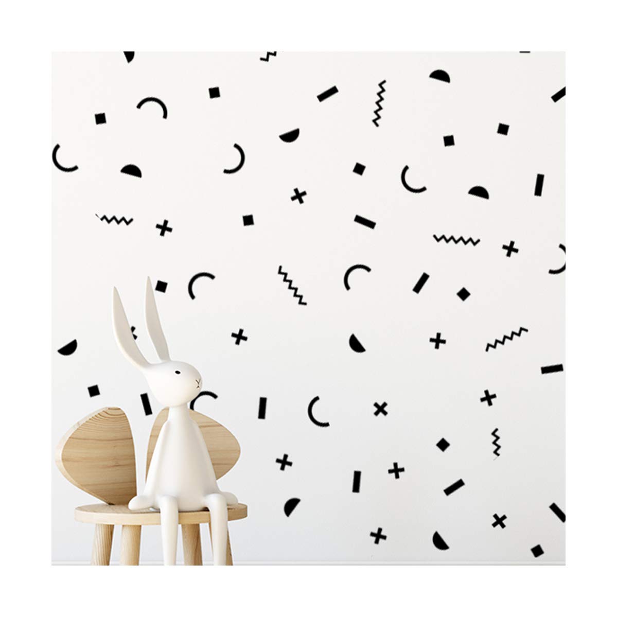 StickerDeen | Memphis Style Confetti Shape Decoration Removable Wall Art Vinyl Decal Stickers | (Pack of 60) (Black)