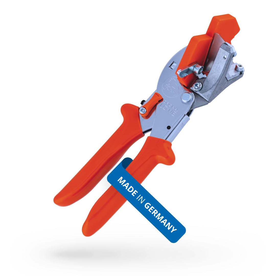 Original LÖWE Sealing Profile Scissors 4.104/V with Two Stop Angles for Professional Window Construction - V-Cut for Removing Sealing Profiles on External Corners