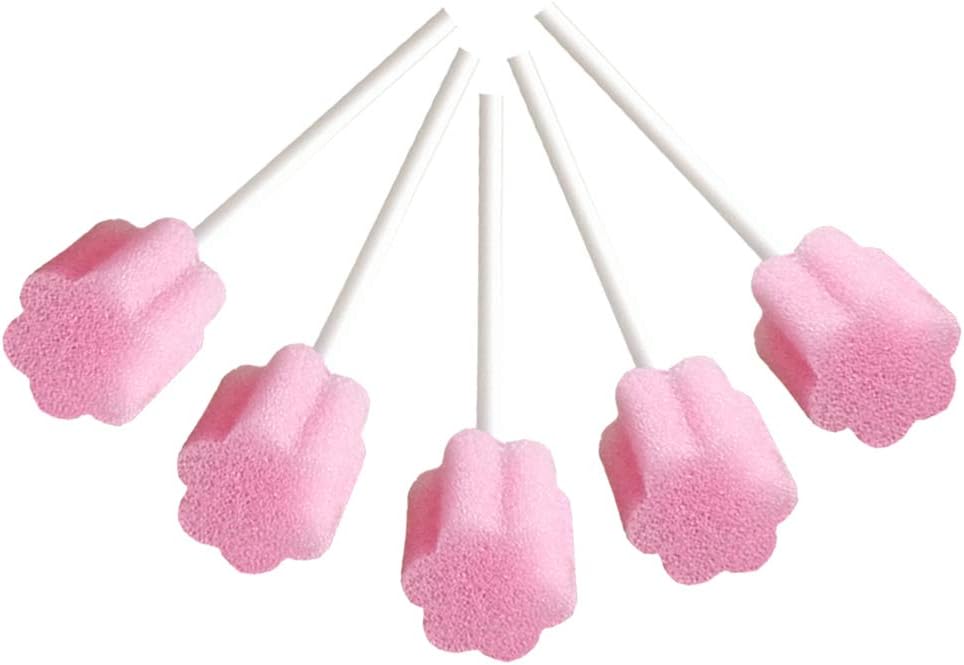 Cheercare Disposable Oral Care Swabs- Tooth Cleaning Sponge Swabs Pink 250 counts