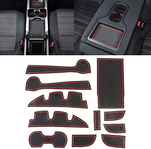 QGT Car Water Cup Gate Slot Mats Plastic Red Anti-Slip Interior Door Pad for Toyota Camry 2012-2016
