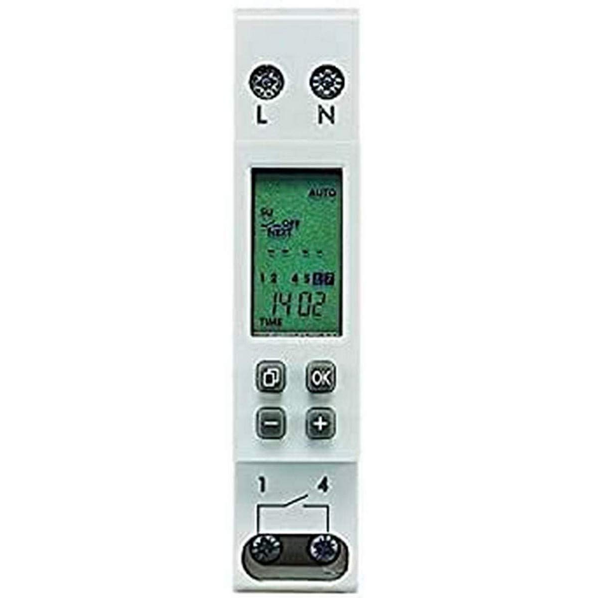 Legrand, MicroRex D11 Basic 003710 Timer Switch Digital with 7 Day Programmes Direct on the Device (Series Installation Timer for Top Hat Rail, 1 Module)