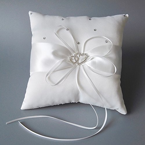 Wedding Flower Girl Basket Rings For Ring Bearer Pillow Garter Guest Book Pen Wedding Set Decoration Ribbon Ceremony Party Favors For Guests (Double Heart Ivory) - Thumbnail 3