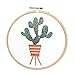 Unime Full Range of Embroidery Starter Kit with Partten, Cross Stitch Kit Including Embroidery Cloth with Color Pattern, Bamboo Embroidery Hoop, Color Threads, and Tools Kit (Dark Cactus)